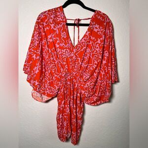 Aakaa orange and pink flowy romper 🌺 cover-up 🌺 excellent condition 🌺 small